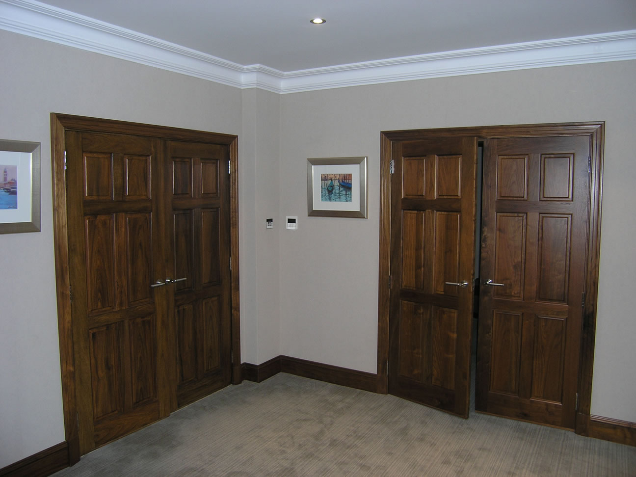 Left door grained to match right hand door, walnut